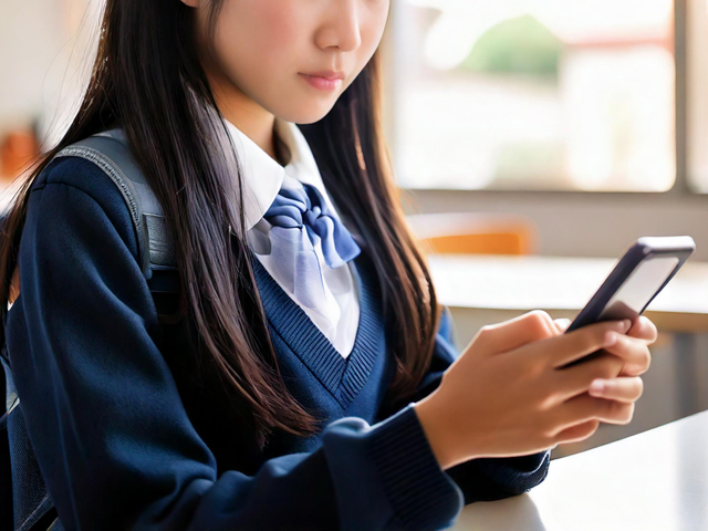 スマホを操作する女子学生（画像はAIで生成したイメージ）