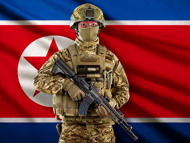 北朝鮮国旗と兵士（画像はAIで生成したイメージ）