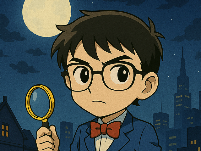 虫眼鏡を持った少年