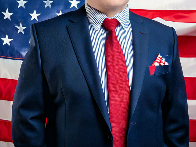 アメリカ国旗と男性