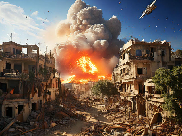 空爆される街