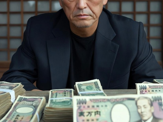 大金の前に座る男性