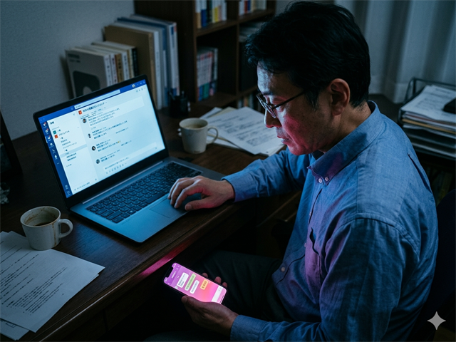 スマホを持つ男性